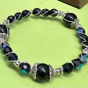 Elegant Black and Silver Beaded Bracelet